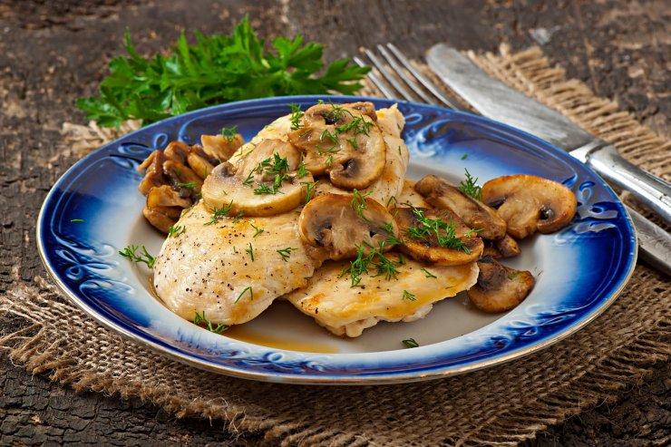 Рецепт приготування філе курки з грибами